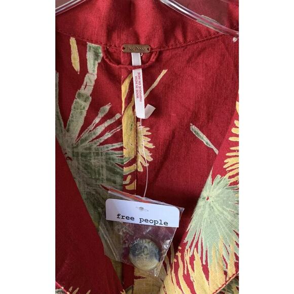 Free People Women’s Size Small Malibu Romper Print Hawaiian Tropical Resort Boho - Picture 3 of 5